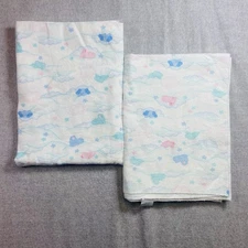 VTG Cuddle Time 2 Receiving Blankets Bears Baby Swaddle Bunnies Clouds Blue Pink