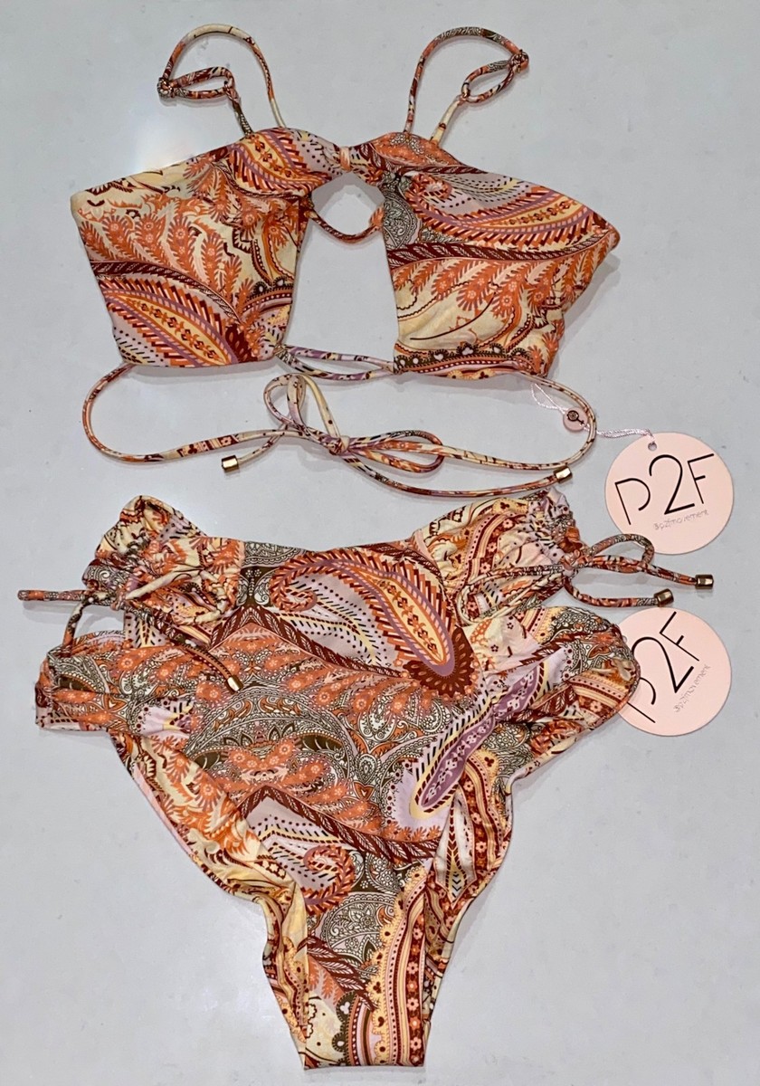 P2F Power 2 The Flower Casablanca Paisley Strappy Bikini Swim Suit