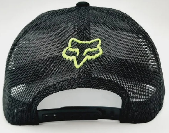 Fox Racing Embroidered Flat Bill Trucker Mesh Snapback Cap Hat Black