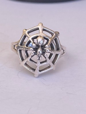 Vintage Sterling Silber Ring Spinnennetz Design Größe S