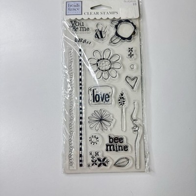 HEIDI GRACE Rubber Cling Stamps  CHEERFUL BEE Buzz Flowers Bee Mine You&Me