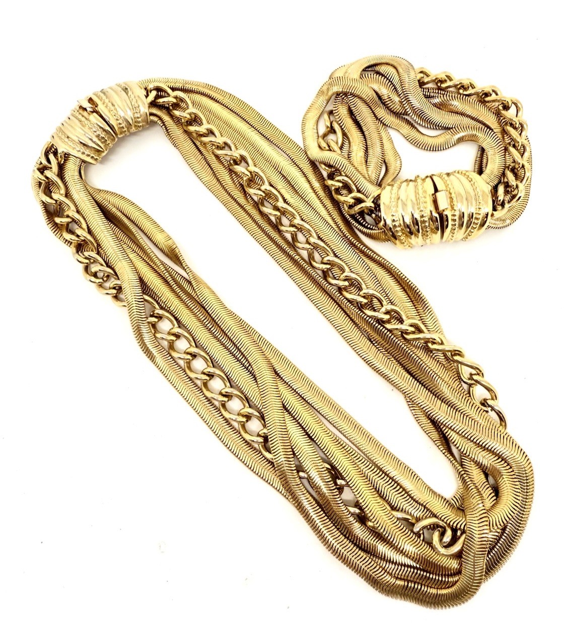 Substantial Multi Chain Gold Tone Statement Neckl… - image 2