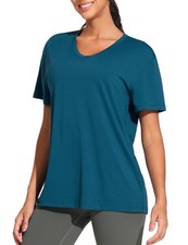 Women's Short Sleeve Loose Fit T Shirts Basic Summer Casual V-Neck Breathable...