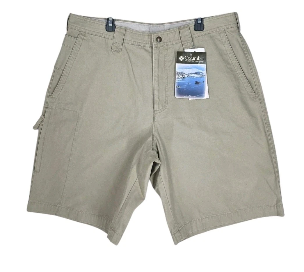 Columbia Vertex Shorts Mens 35x21 Khaki Tan Outdoor GPS Cargo Hiking Outdoor 10”