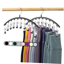 Legging Organizer for Closet, Metal Yoga Pants Hangers w/10 Clips 2 Pack Black