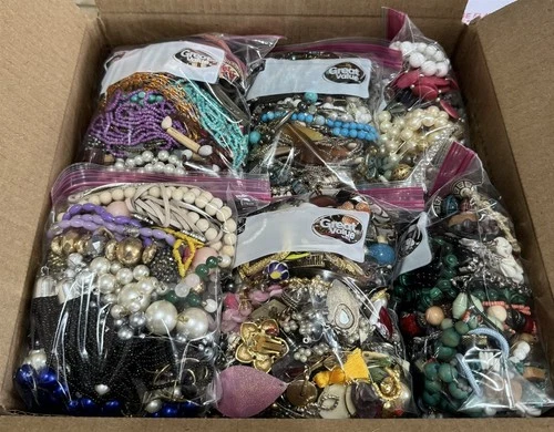 20lbs+ Lot of Vintage to Now WEARABLE Mixed Costume Jewelry Box Bulk Resale #1!