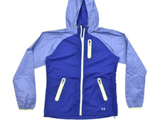Under Armour AllSeasonGear Hooded Windbreaker Jacket Blue Medium Fitted Full Zip