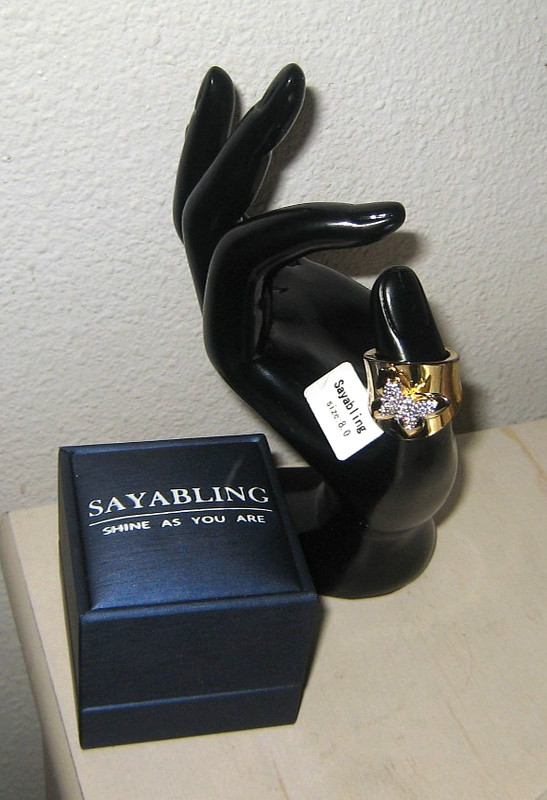 SayaBling Sterling Silver Gold Plated STUNNING BUTTERFLY Ring! NEW w/box & hand!