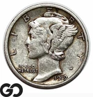 1919-D Mercury Dime, Choice XF Better Date Denver Mint Issue
