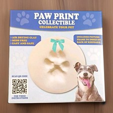 Customizable Paw Print Keepsake Ornament Kit w/ Picture Frame Air Drying Clay