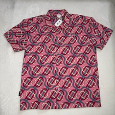 PUMA X PALM TREE CREW Button Up Golf Pink Shirt 622433-37 Men  s Size Medium