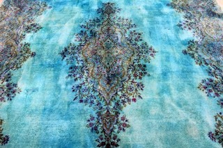 9X12 ANTIQUE 300KPSI HAND KNOTTED OVERDYED TURQUISE KERMANN WOOL DISTRESSED RUG