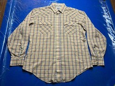 VTG Levis Western Shirt Mens L White Tab Plaid Pearl Snap Long Sleeve 0814 