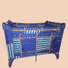 Vintage 1990s Graco Pack 'N Play Portable Playard   Blue Geometric Pattern