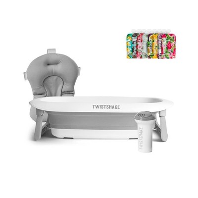 Babybadewannenset - 4er Set | Faltbare Badewanne + Kissen + Becher