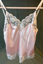 Vtg Maidenform Chantilly Lace Camisole Pink Coquette Babydoll Y2K Made USA 34