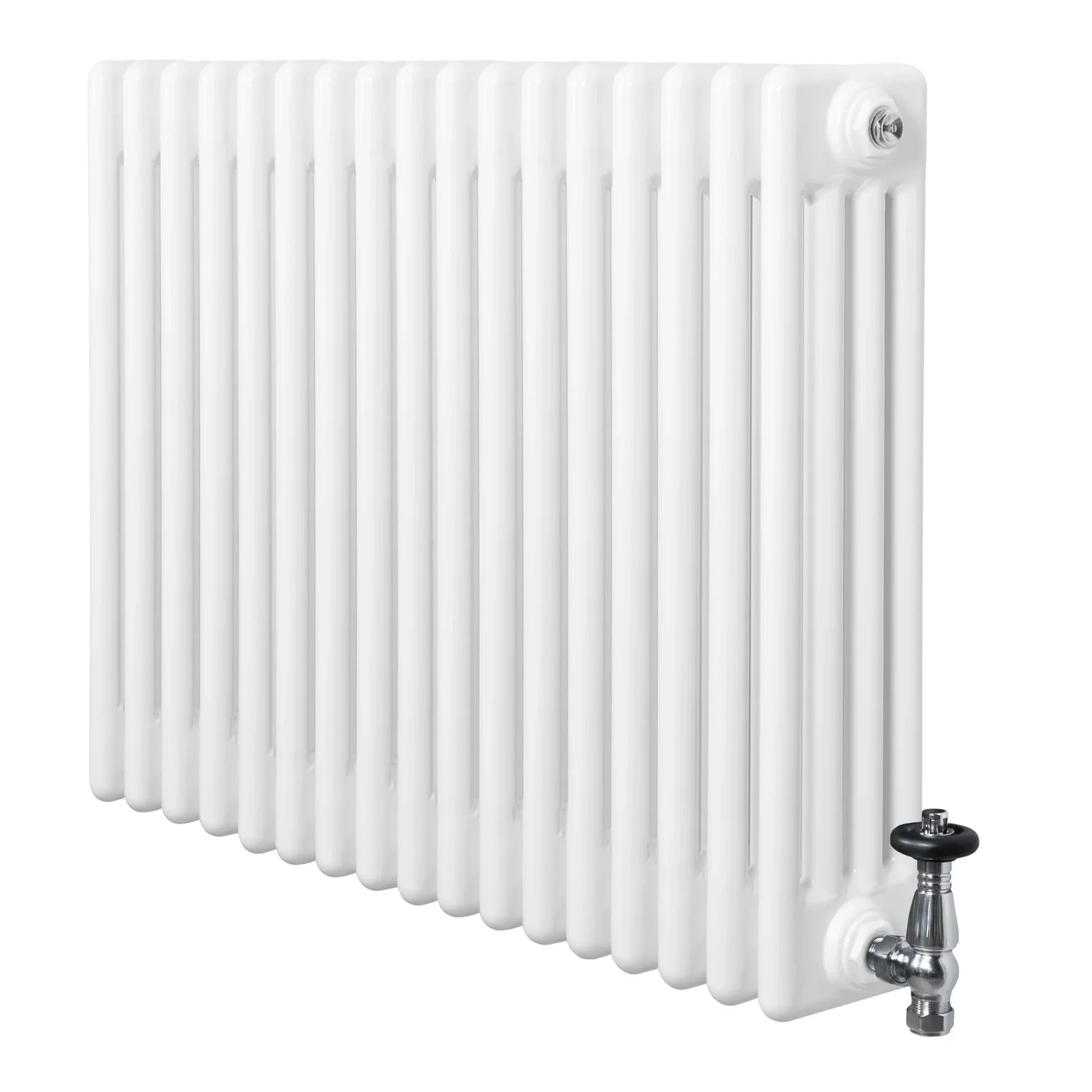 Traditional 4 Column Radiator 600mm x 785mm & TRV Chrome Valves