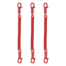 Retractable Coil Keychain W Double Plastic Lobster Clasp, 7.9", Red 3 Pcs