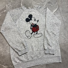 Vintage 80s Disney Casuals Mickey Mouse Sweatshirt Mens Medium Gray Raglan USA