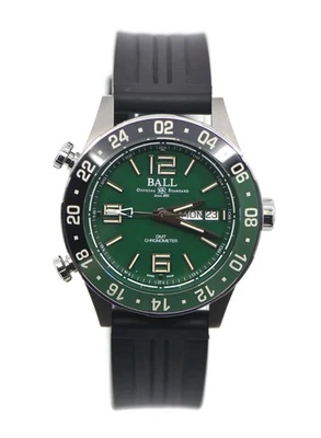 BALL Marine GMT Titan Armbanduhr DG3030B Schwarz Gummiband Grün Zifferblatt - Bild 1 von 4