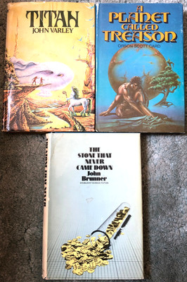 Sci Fi hardcover books, lot of 3, John Varley, Orson Scott Card & John Brunner