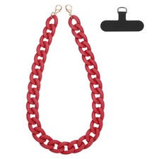 Phone Wrist Strap, 24" Acrylic Cellphone Chain with Tether Tab, Dark Red