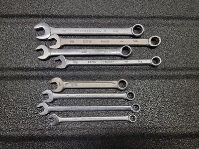 Vintage USA SAE combination wrench lot Proto Bonney K-D Indestro 8 Piece
