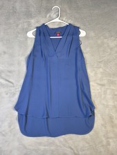 Vince Camuto Womens Dress Size Small V Neck Blouse Blue Sleeveless