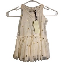 Stella McCartney Kids NEW Girls Gold Dot Tulle Dress Ivory Drop Waist 18 Months