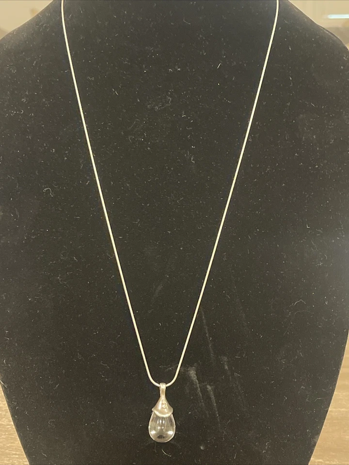 Colar longo Robert Lee Morris prata esterlina cristal rocha transparente lágrima - Imagem 2 de 4