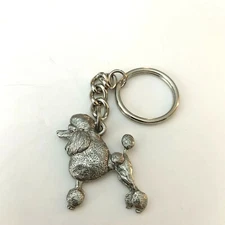 Poodle PEWTER Dog 3D Keychain Key Chain Ring Fob GG Harris