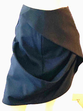GIVENCHY PARIS BLACK WOOL PENCIL DRAPED SKIRT 38/ 6