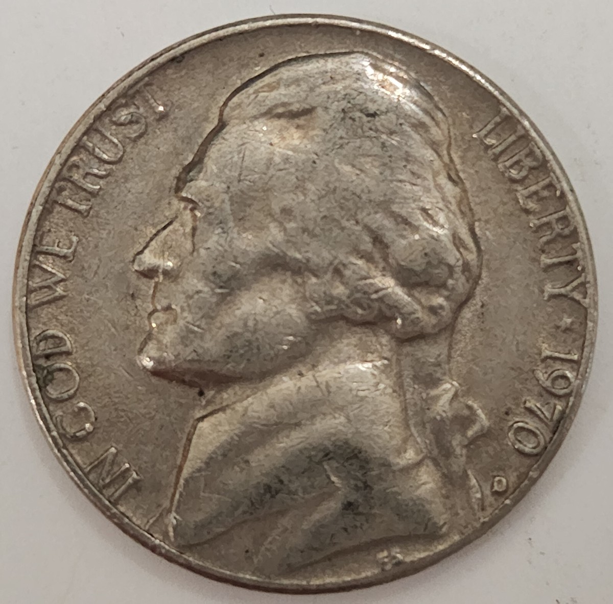 1) SINGLE 1970 D Mint Mark USA NICKEL 5 CENT US COIN JEFFERSON
