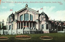 Vintage Postcard 1910s Entrance Agri. Bldg. Alaska-Yukon Pac. Expo. Seattle WA