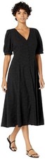Madewell L117404 V-Neck Button-Down Midi Retro Dress Black Women's Size 6