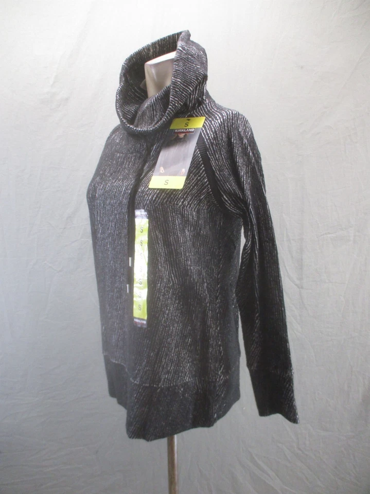 NUEVO CON ETIQUETAS KIRKLAND Talla S Mujer Gris Mezcla Algodón Capucha Cuello Cálido Exterior Suéter 082 Foto 3 de 4