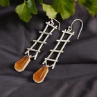 Natural Citrine Gemstone Drop/Dangle Boho Yellow Earrings 925 Sterling Silver