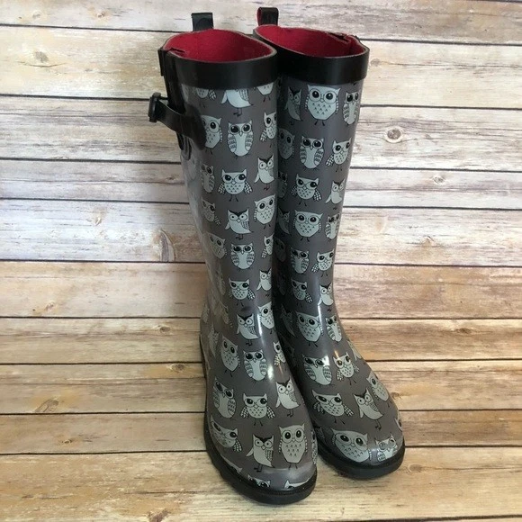 Owl rain hotsell boots womens