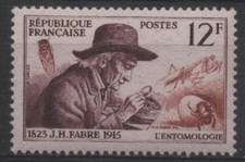 France 1956 : N° 1055 INVENTEURS ET CHERCHEURS CÉLÈBRES - J-H FABRES NEUF** TTB