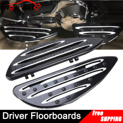 CNC Edge Cut Driver Stretched Floorboards Foot Peg Pedal For Harley Touring 86+