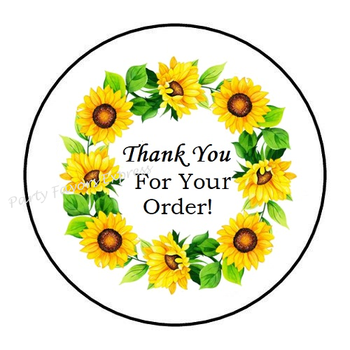 30 THANK YOU FOR YOUR ORDER SUNFLOWER ENVELOPE SEALS LABELS STICKERS 1. ...