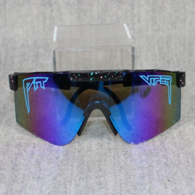 PIT VIPER Sunglasses Mens 2000s Polarized Speckled Black Adjustable Arms