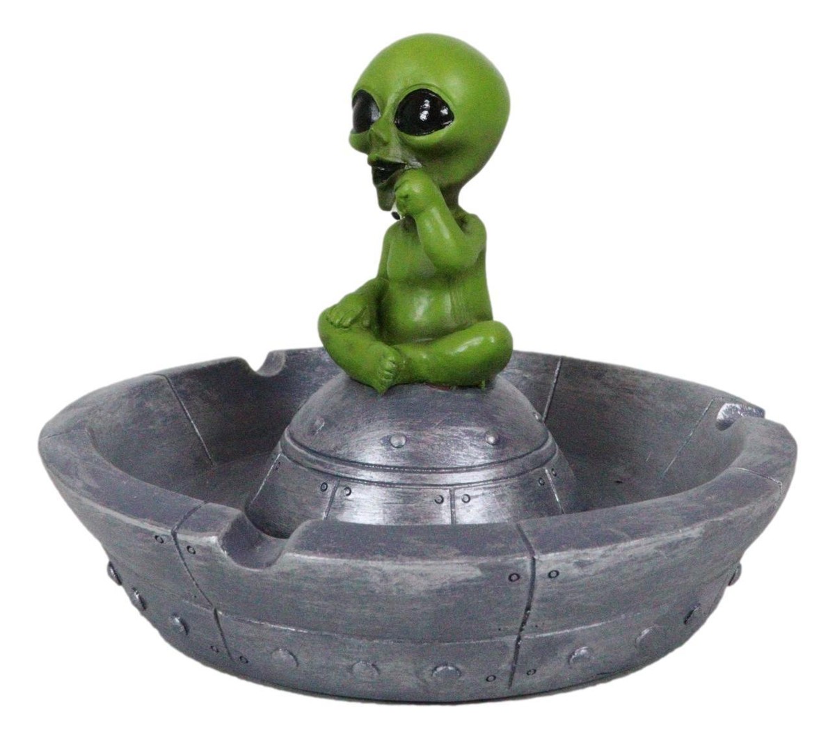 Flying Saucer Spaceship UFO Green ET Roswell Alien Smoking Cigarette  Ashtray
