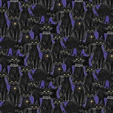 Meow-Gical Night Packed Purple Cats by Michael Davis Fabric Panel 24 x 44"