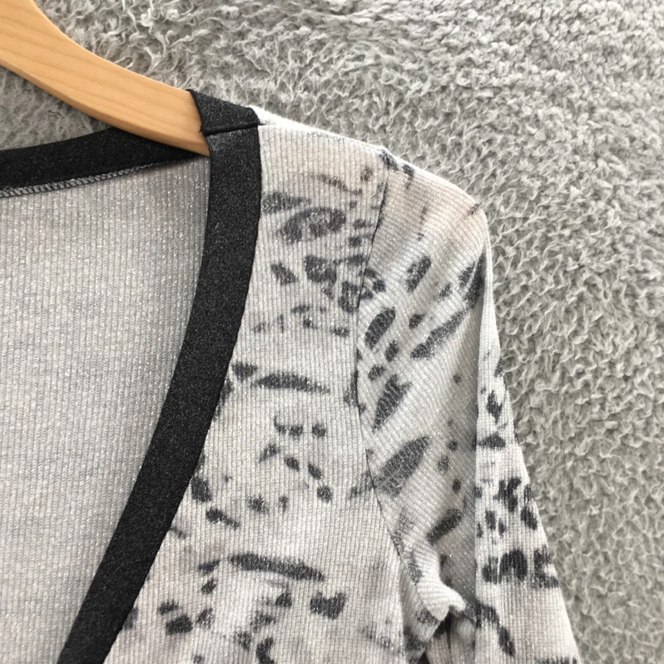 BKE кнопка спереди кардиган свитер женщин M серый VNeck длинным рукавом повседневный вязаный - Изображение 3 из 4