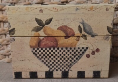 Vintage Hinged Recipe Keeper  Box Carol J Endres Americana Primative Collection