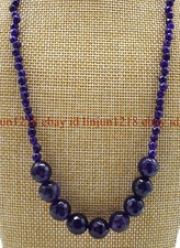 Faceted 4mm 10mm Purple Amethyst Round Gemstone Beads Necklace 24"