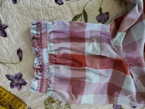 Lee Womens Blouse Top Sz L Multicolor Plaid Short Gathered Sleeve - Picture 8 of 9