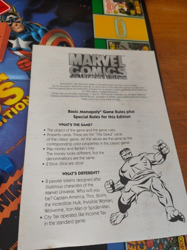 Monopoly Marvel Comics Collector's Edition (1999) Parker Brothers Board Game - Picture 15 of 20