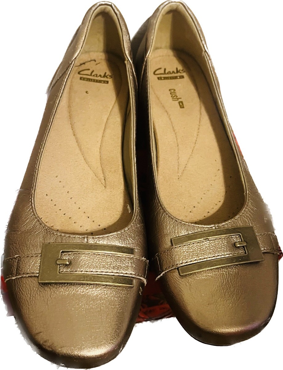 NEW Clarks BLANCHE WEST Dress Flat Womens Size 10 M Pewter Leather